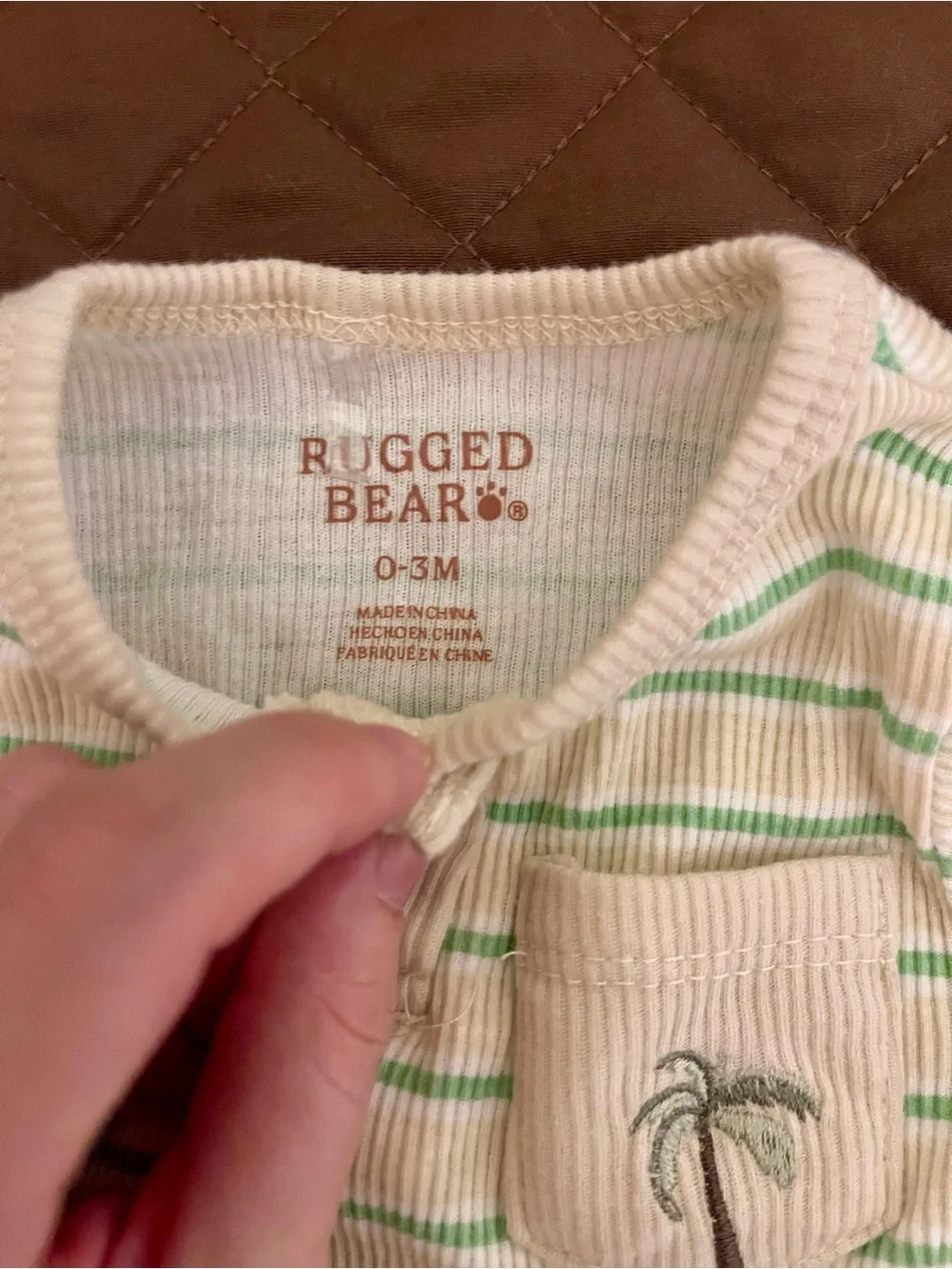 Cream & Mint Striped Baby Short Set